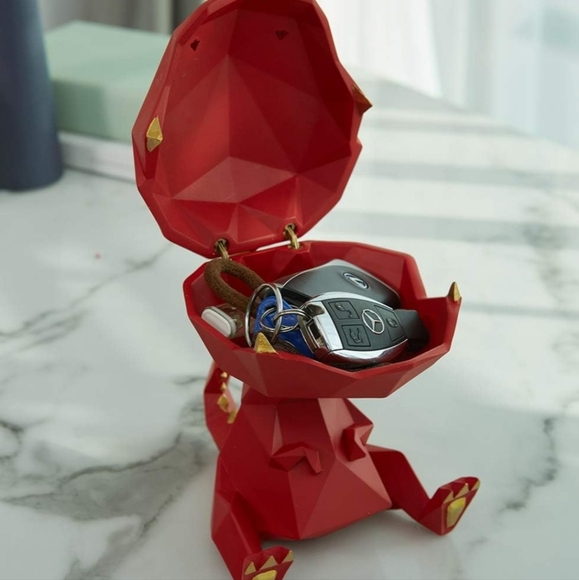 Red Geometric Dinosaur Key Holder - Picture 3 of 7